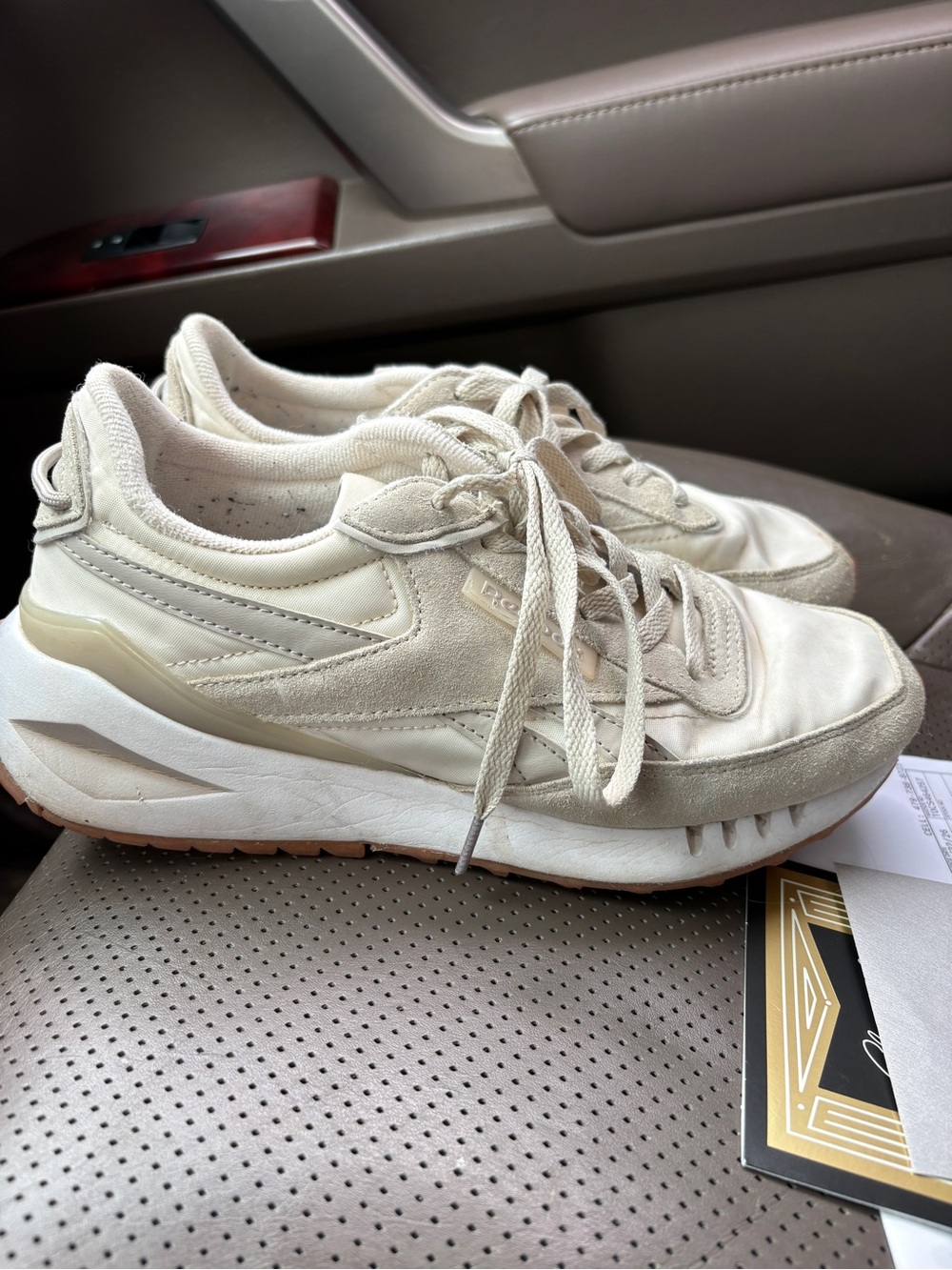 Reebok Women's Cream Suede & Mesh Sneakers